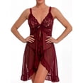 thumbnail image 2 of MINTREUS Lingerie for Women Lace Nightwear Set with Adjustable Straps Babydoll Chemise Nightgown and Panties S-2XL, 2 of 6