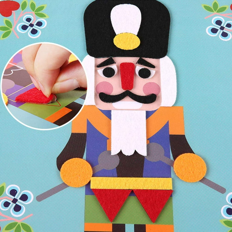 DIY Handmade Art Kits for Kids Fuzzy Felt Picture Sticky Mosaics 6 Templates of Creative Scenes Learning Educational Toys for Toddlers