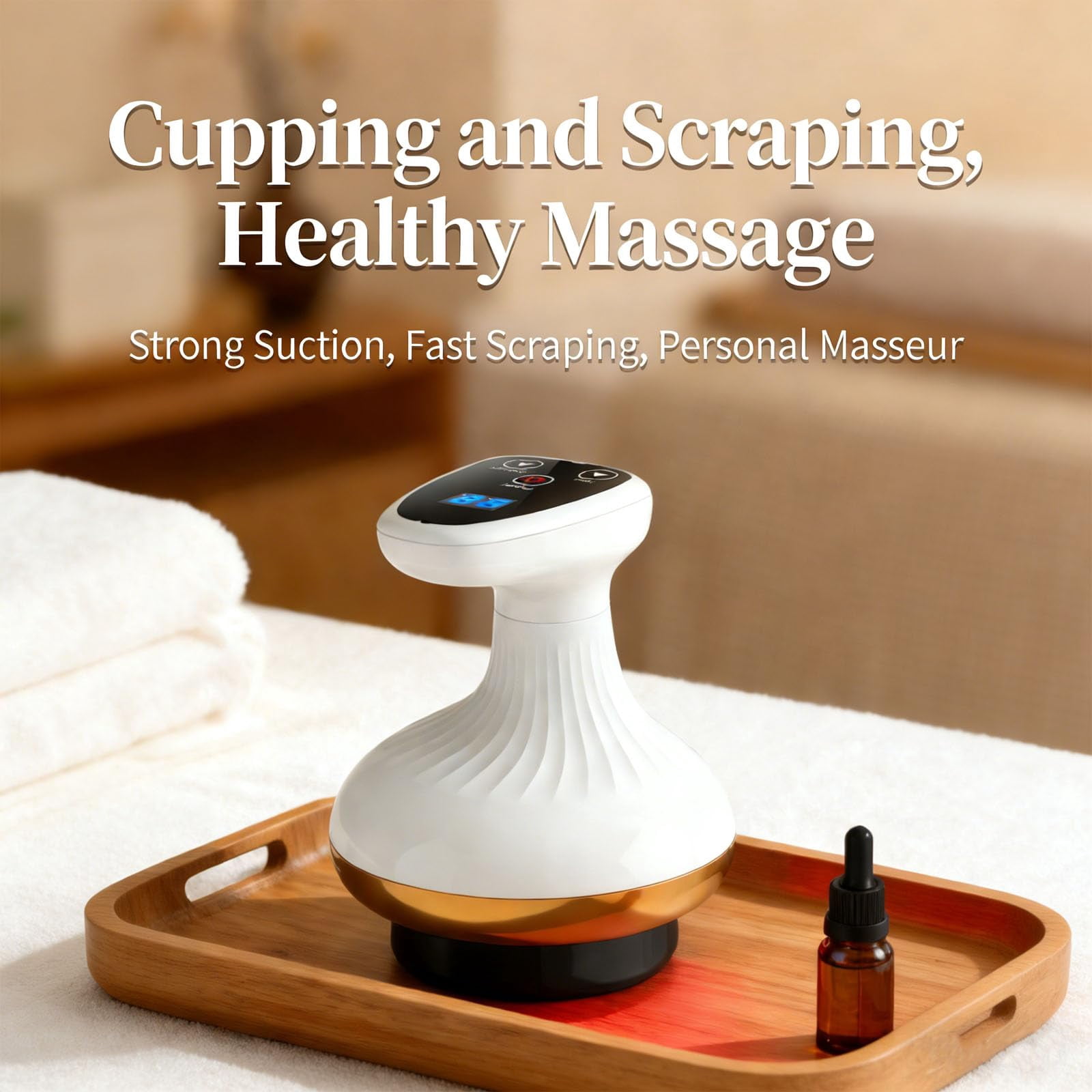 Cellulite Massager – 4-in-1 Anti-Cellulite Suction Cupper with Red Light, Firmer & Smoother Skin for Legs, Abdomen, Back, Arms, Glutes, See Results in 1 Week