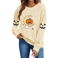 thumbnail image 4 of Uootdi Halloween Womens Sweatshirt Crew Neck Crescent Moon Pumpkin Ghost Print Pullover Tops Loose Fit Casual Outing Womens Sweatshirts for Women Gift, 4 of 8