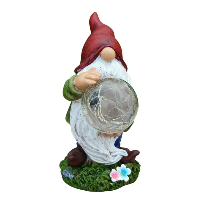 CEHVOM New Solar Gnome Dwarf Glass Ball Lamp Resin Craft Decorative Lamp Clearance