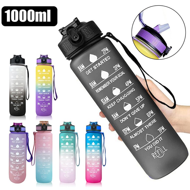 1 Liter Motivational Sports Leakproof Drinking Water Bottles