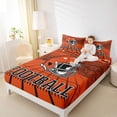 thumbnail image 4 of jejeloiu Football Sport City Bed Sheets,Orange Rugby Helmet King Sheets For Boys Teens 4 Pieces, 4 of 7