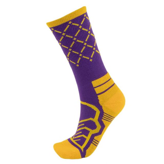 Brybelly SSOC-004M Basketball Compression Socks, Purple & Yellow - Medium