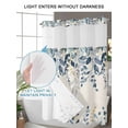 thumbnail image 6 of No Hook Shower Curtain with Snap-in Liner, Navy Blue Eucalyptus Waterproof Fabric Bathroom Curtains, Farmhouse Weeping Leaves Linen Bath Curtains & Mesh Top Window 72"x78" Long, 6 of 9