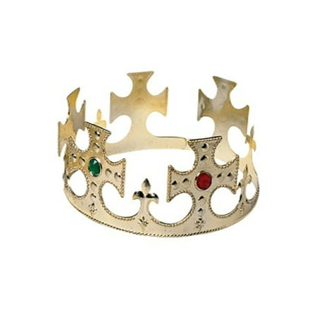 Gold King Crown with Jewels Royal Regal Queen Gift Halloween Costume