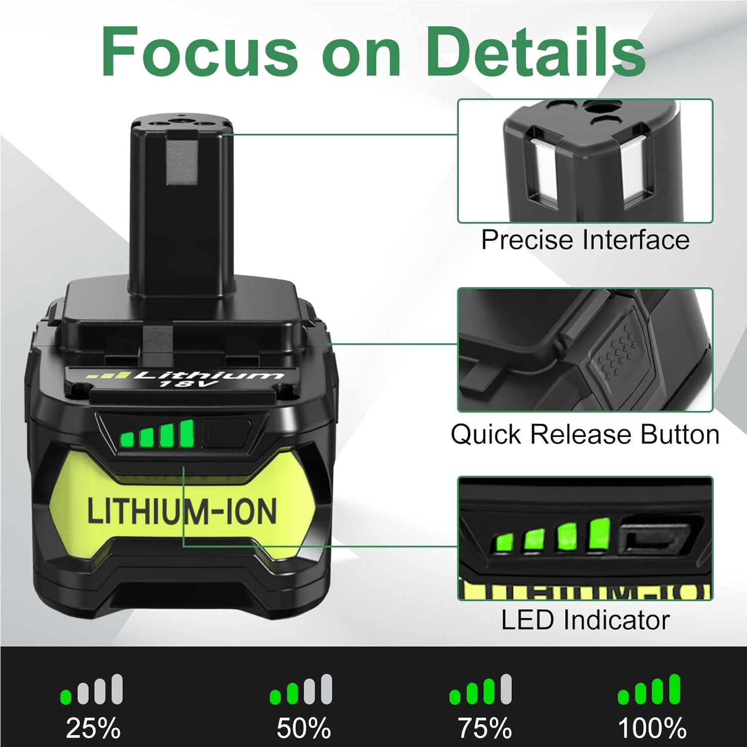 Upgraded 8.0Ah 2Packs P108 18V Battery Compatible with Ryobi 18V ONE+ Battery P102 P103 P104 P105 P107 P109 P122 Cordless Tool Batteries with Indicator