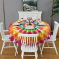 thumbnail image 2 of Colorful Tie Dye Spiral Mandala Round Tablecloth 60"x60",Wrinkle Wipeable Table Cloth for Kitchen Dining Room Picnic Patio Party, 2 of 6