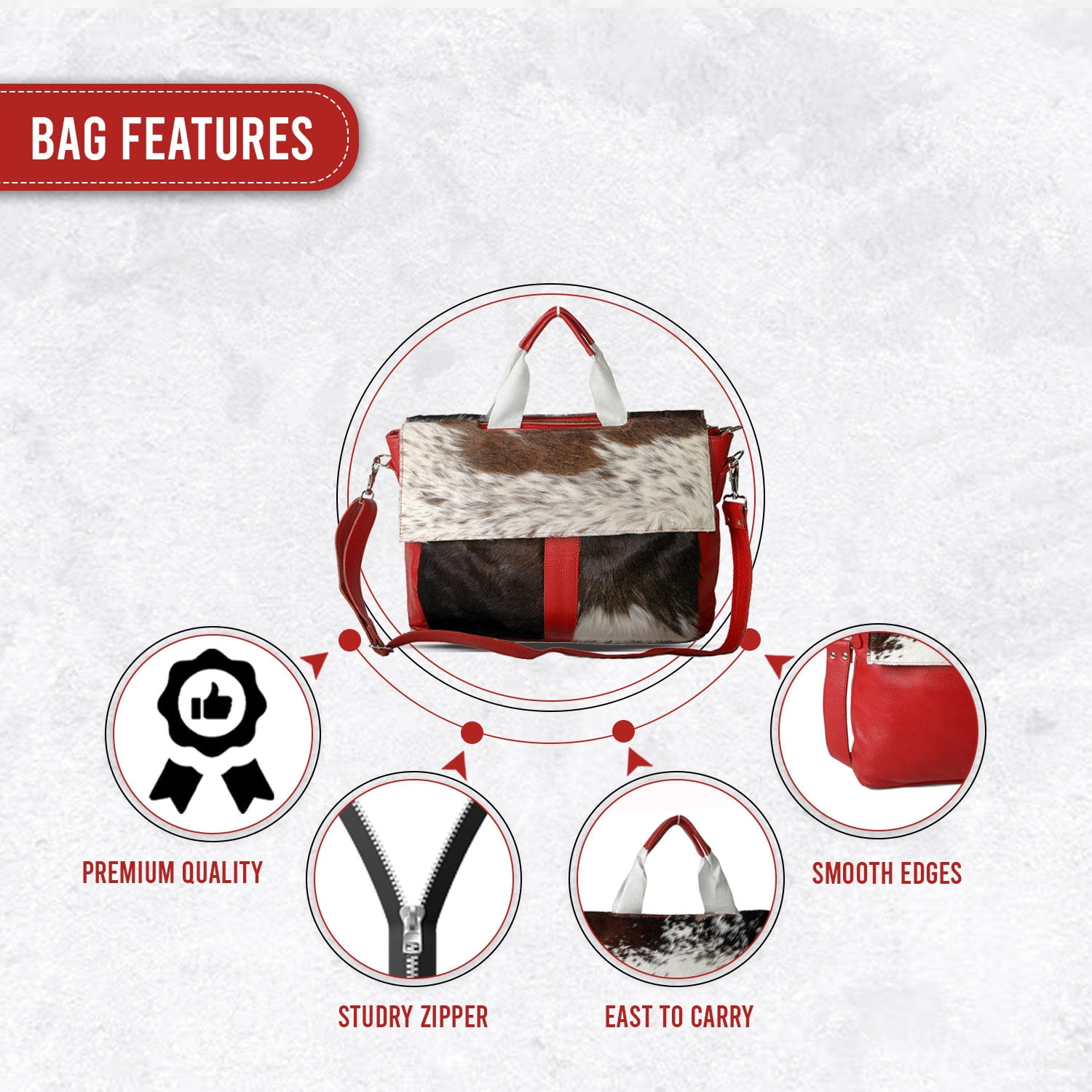 Cowhide Leather Hair On Laptop Bag Messenger Bag Unisex Briefcase Business Animal Print Cowhide Hair On Bag, Cowhide Bag - DSC-0648