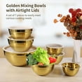 thumbnail image 2 of 7 PCS Golden Mixing Bowls with Lids Set - Stainless Steel Salad Bowls with Airtight Lids, Mirror Finish Nested Mixing Bowl, 7 Sizes from 1.5 qt to 6.9 qt for Baking, Meal Prep, Food Serving, 2 of 5