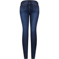 thumbnail image 2 of 2Luver, Women's, Stretchy 5 Pocket Destroyed Dark Denim Skinny Jeans, Dark Denim, 9, 2 of 2
