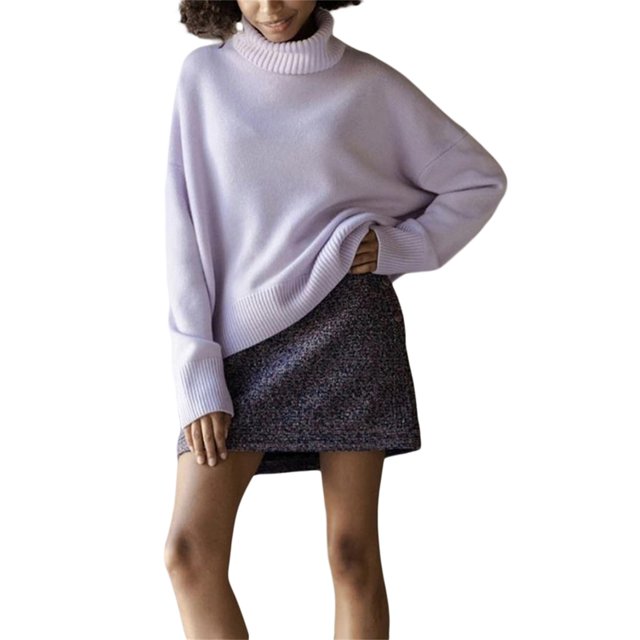 Txlixc Suéter casual de otoño e invierno para mujeres suéter suelto de manga larga y cuello alto de color sólido Txlixc moda