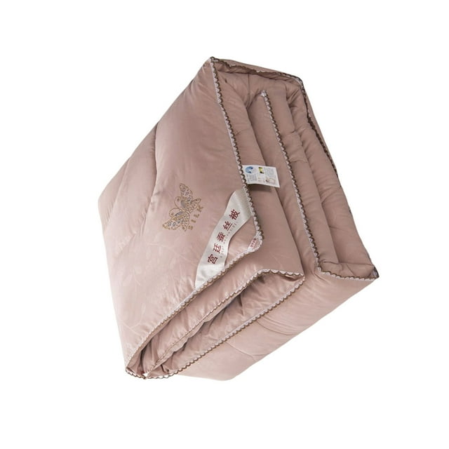 QualitChoice Summer Quilt Portable Solid Color Reusable Air-conditioning Printed Breathable Warm Keeping Brushed Bedding Accessories Pink Cameo Brown