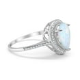 thumbnail image 2 of Halo Pear Teardrop Bridal Ring Round Lab Created White Opal 925 Sterling Silver Size 6, 2 of 4