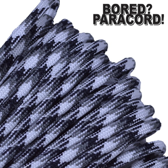 Bored Paracord Brand 550 lb Type III Paracord - Urban Camo 100 Feet