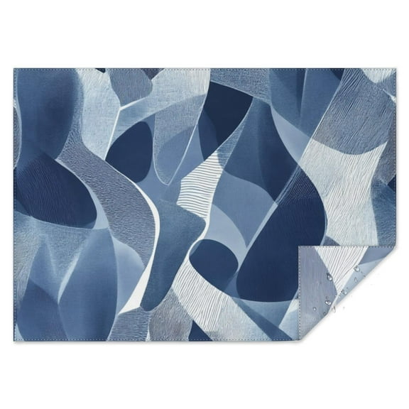 Blue and Grey Abstract Art Artwork Rectangle Tablecloth 60"x84",Waterproof Polyester Rectangle Table Cloth, Wipeable Spillproof Polyester Tablecloth for Dining, Camping, Indoor and Outdoor
