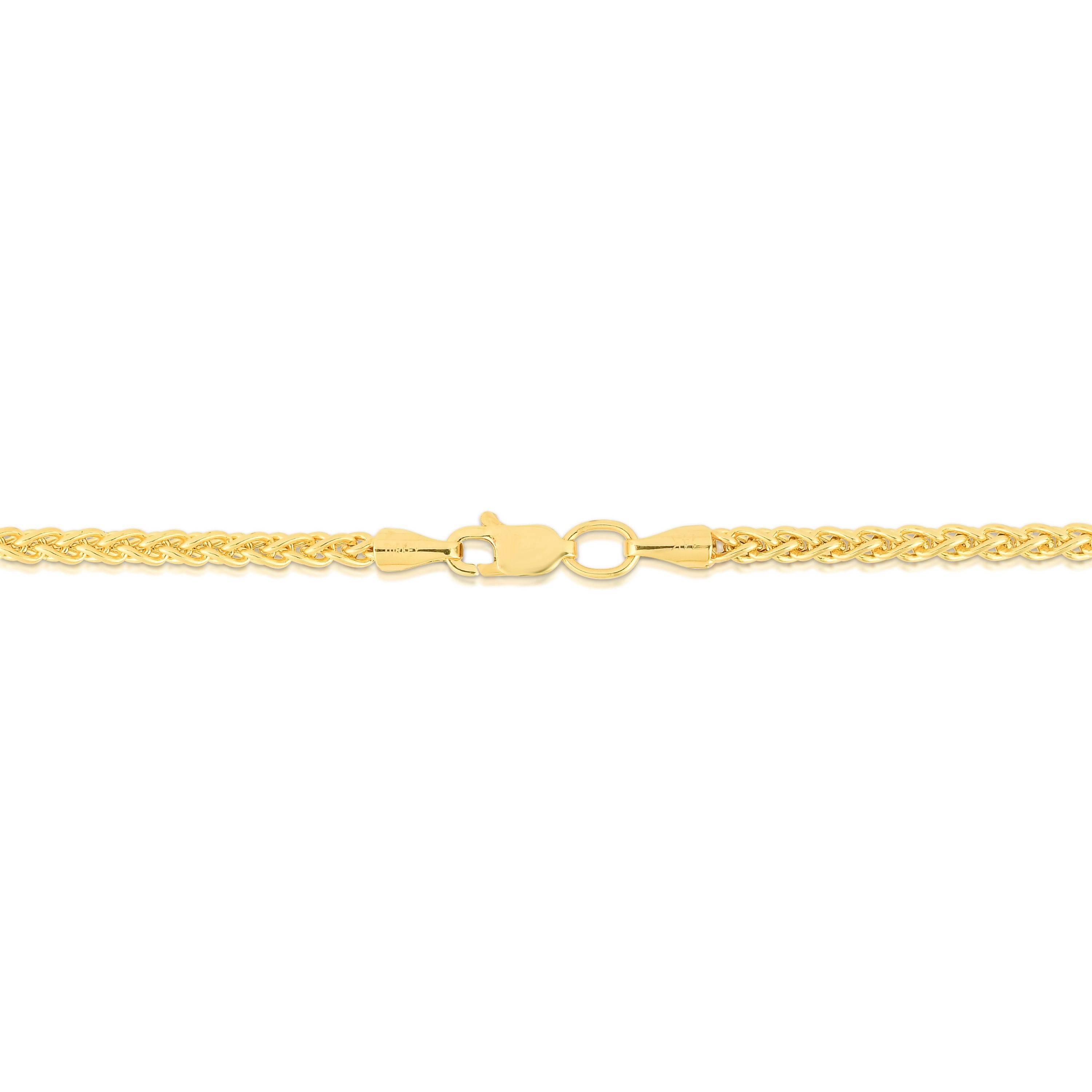 14K Yellow Gold 18in 2.8mm Round Wheat Chain with Lobster Clasp