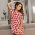 thumbnail image 3 of Daiia Strawberry And Flowers Print Women's Nightshirt Soft Nightgowns for Women Short Sleeve dress Short-sleeved Sleepwear, 3 of 6