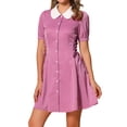 thumbnail image 1 of INSPIRE CHIC Vestido de mujer con cuello Peter Pan de contraste y botones, con cordones, talla XS, color púrpura, 1 of 5