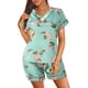 thumbnail image 3 of Gibobby camisón de satén de algodón para mujer Conjunto de pijamas de mujer Ropa de dormir de satén Lencería sexy Camisa con cuello en V Pantalones cortos Ropa de dormir Ropa de casa (C, M), 3 of 5