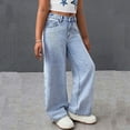 thumbnail image 5 of Byoo Tween Girls' Bow Printed Denim Pants Elastic Smocked Waist Straight Leg Washed Jeans with Pocket Kids Trousers, 5 of 6
