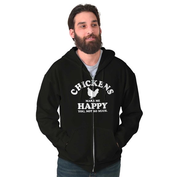 Chickens Make Me Happy Funny Country Unisex Fleece Graphic Zip Up Hoodie Brisco Brands 2X