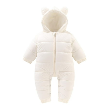 

Frostluinai Savings Deals 2024! Winter Jumpsuit for Baby Boys And Girls Fashion Solid Color Cute Thickening Keep Warm Bear Ear Jumpsuit