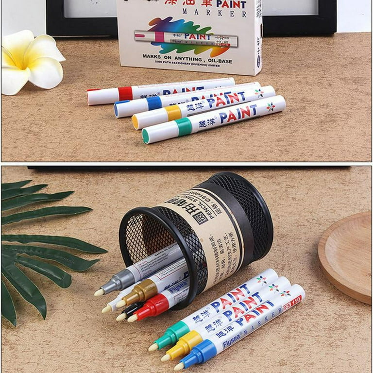 Pack of 6 Permanent Paint Pens Paint Markers for Plastic Oil Based Paint  Marker Pens Set, Quick Dry and Waterproof,Oil Paint Pen