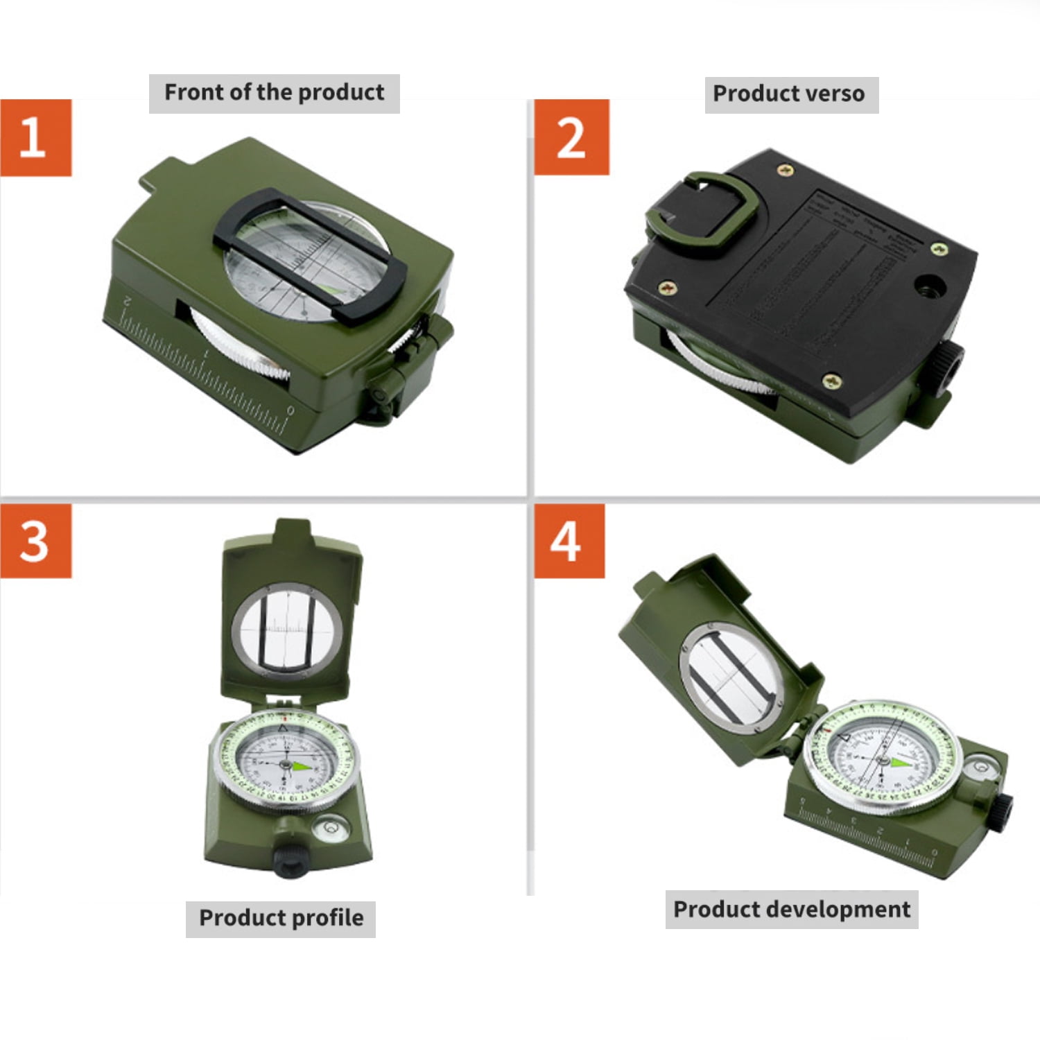 2 Pack,Army green,Camping Survival Compass Glow in The Dark Military Compass Survival Gearfor for Hiking, Camping,Backpacking, Outdoor Activities