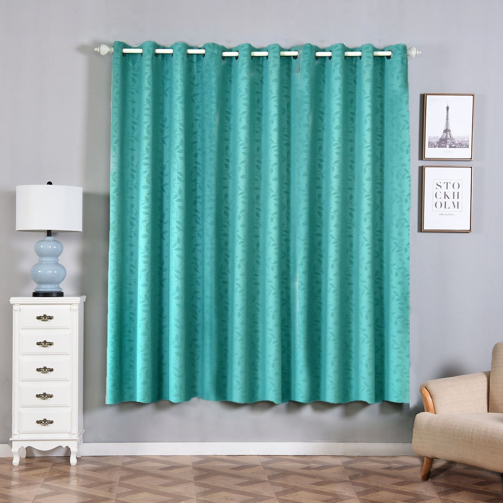 Teal Blackout Curtains | 2 Packs Embossed Curtains | 52 x 84 Inch