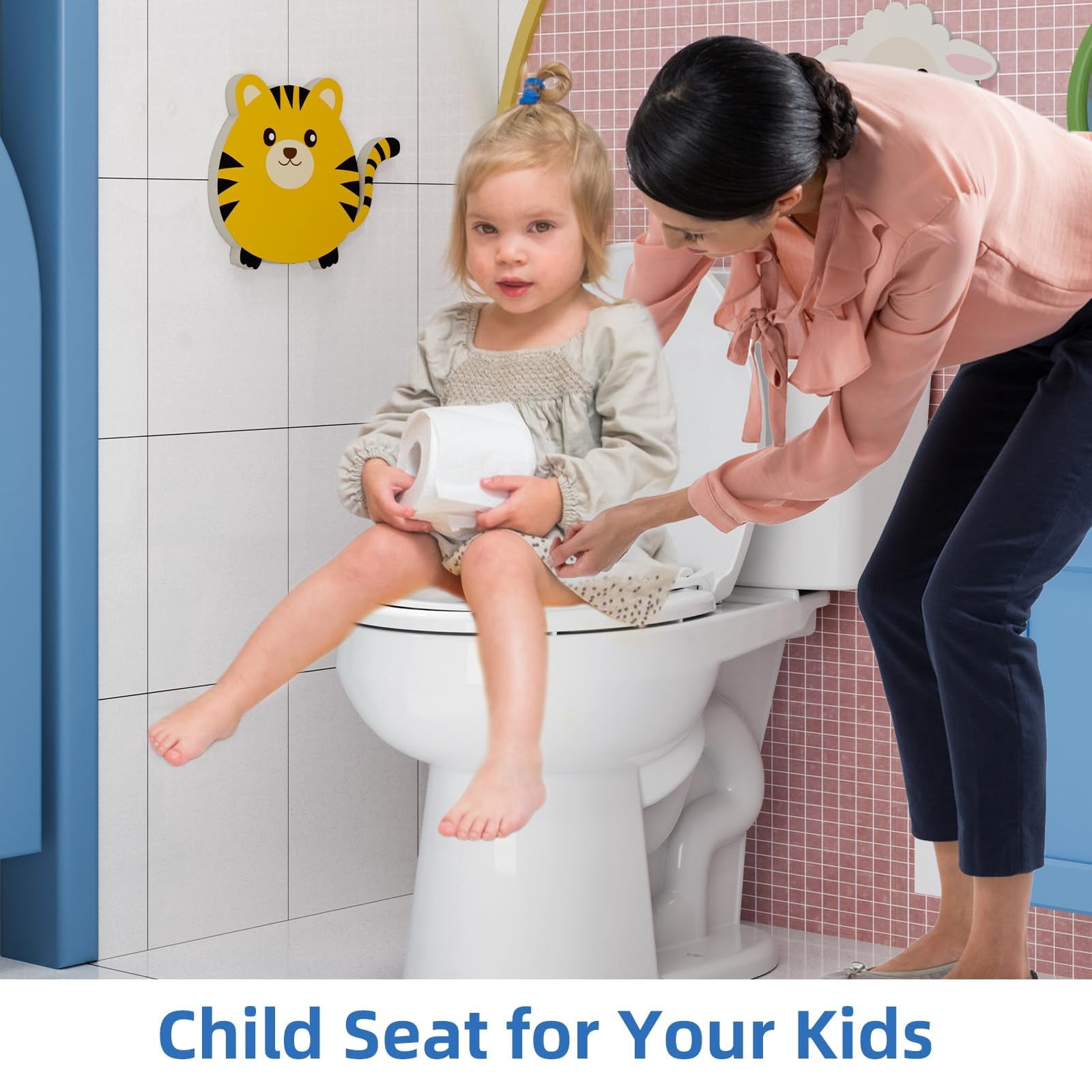 Round Soft-Close Toilet Seat with Built-in Toddler Potty Training Seat – Easy Installation, Durable & Quiet Close, Fits Adult & Child, Includes Quick-Detach Hinges