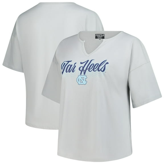 Women's Fanatics Gray North Carolina Tar Heels Plus Size Winning Gear Notch Neck T-Shirt