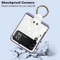 thumbnail image 5 of Case for Samsung Galaxy Z Flip 3 with Ring, Luxury Soft Rhomboid for Women Men PU Leather + Hard PC Shell Ultra Thin Slim Durable Shockproof Protective Cover for Galaxy Z Flip 3 5G White, 5 of 14