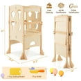 thumbnail image 3 of Costway Folding Kitchen Kids Step Ladder Stool Wooden Toddler Safety Tower Helper Natural, 3 of 10