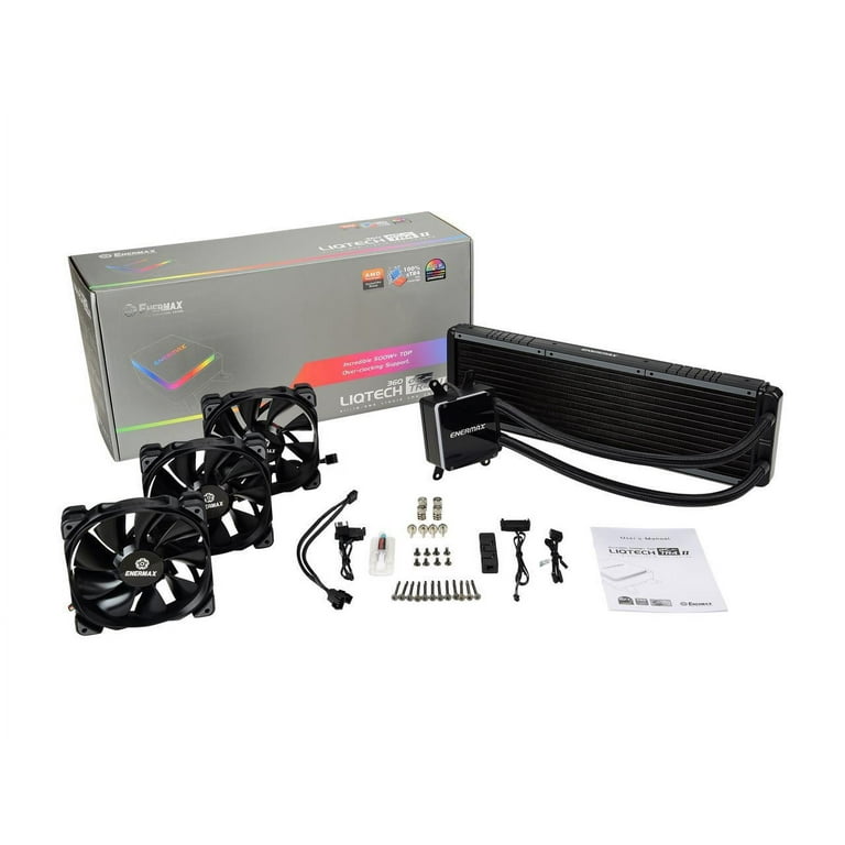 ENERMAX LIQTECH II TR4 360 All-in-one CPU Liquid Cooler for AMD TR4 & Intel  Xeon , 360mm Radiator, Dual Chamber RGB Pump, T.B. Pressure fan blades,