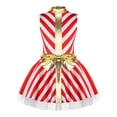 thumbnail image 3 of YONGHS Kids Girls Christmas Candy Cane Dance Costume Stripes Ballet Figure Skating Performance Leotard Dress Red 14, 3 of 7