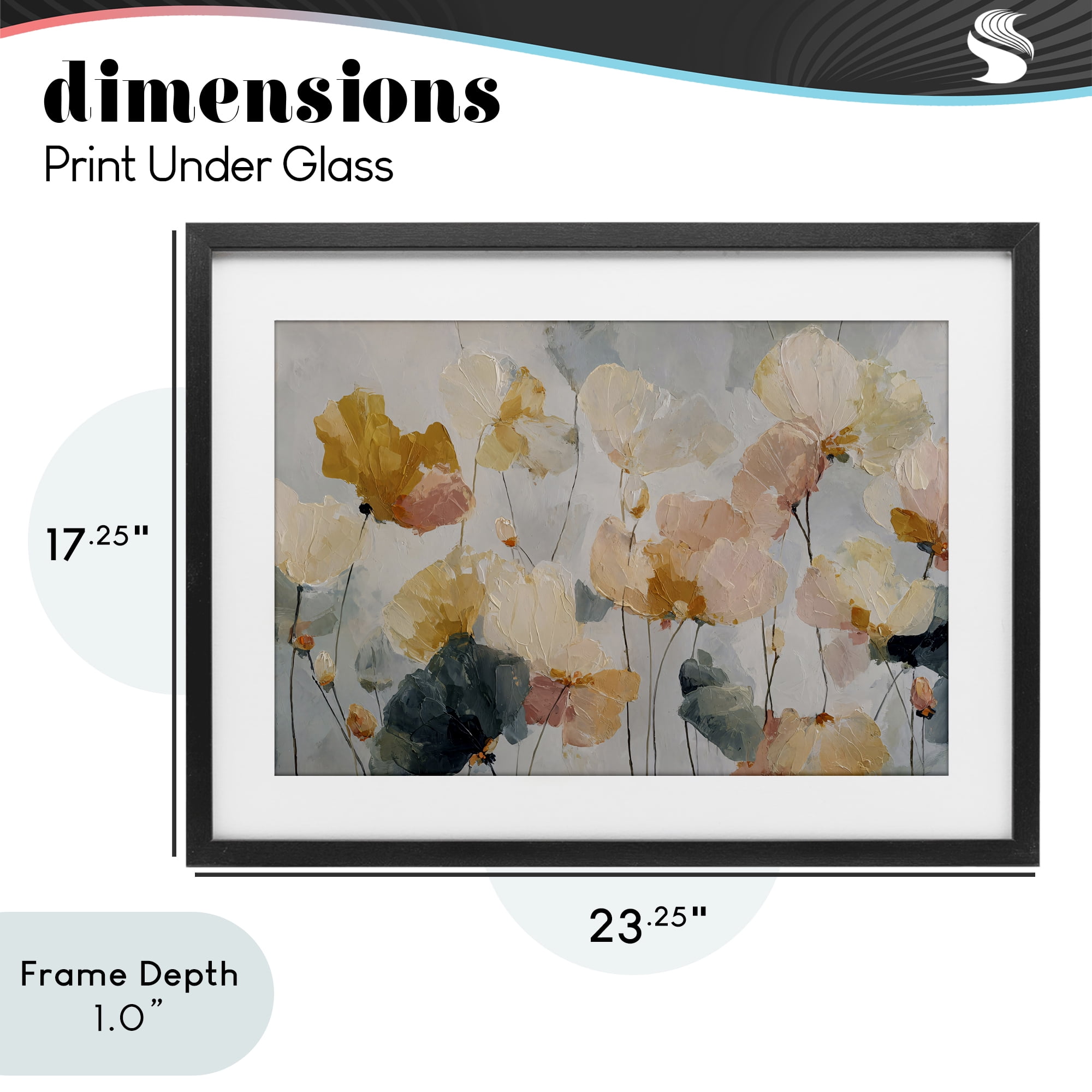Stupell Industries Abstract Brushed Petals Black Framed Print Under Glass, design by Jacky Ngan