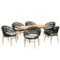 thumbnail image 3 of Christopher Knight Home 7-Piece Outdoor Dining Set, 67" Wood Table with Funnel Back Wicker Chairs, Gray Cushion, 3 of 13