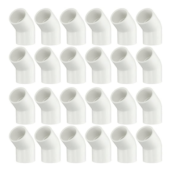 Uxcell 24 Pcs Polyvinyl Chloride 45 Degree Elbow Pipe Fittings 2 Way 20 x 40 mm for DIY Construction Furniture White