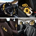thumbnail image 4 of Jeiento Sunflower Car Seat Cover Cow Print Car Headrest Covers Steering Wheel Cover Seat Belt Cover Cup Holders Car Center Console Pad Key Ring, Pack of 14 Automobile Interior Accessories Decor, 4 of 7