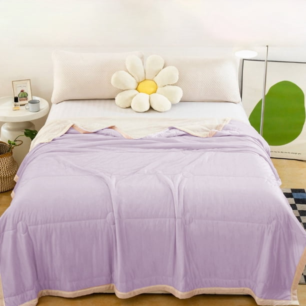 Manta de tiro, manta de tiro para sofá de verano, color sólido, tacto sedoso, fina, edredón para aire acondicionado, suave y transpirable, lavable, edredón fresco de verano, manta de verano de fibra d