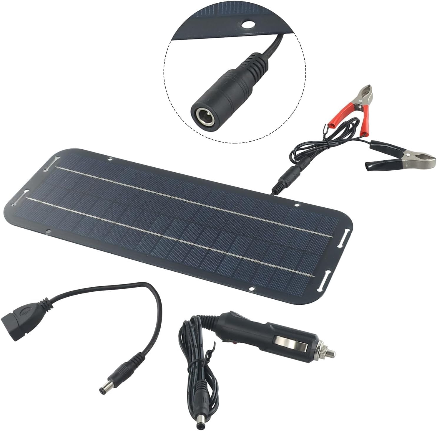 60W 12V Solar Panel Trickle Battery Charger, Monocrystalline with IP65 Rating for Car, Boat, RV Power Maintenance(1Set, B)