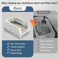 thumbnail image 7 of Stainless Steel Cat Litter Box with Lid High Wall Sides Enclosure, Non-Sticky, Anti-Leakage, Easy Cleaning, with Cat Mat & Metal Scoop, 19.6" L x 14" W x 12" H, 7 of 7