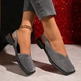 thumbnail image 3 of Rokment Metallic Glitter Closed Toe Mules Slingback Dressy Sandals for Women Stylish Casual Square-Toe Chunky Low Heels Slip on Walking Loafers Summer Fall Flat Dress Shoes Grey Size 6, 3 of 6