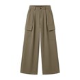 thumbnail image 6 of Women's Wide Leg Cargo Dress Pants High Rise Pleated Casual Suit Trousers Multi Pockets Work office Slacks with Pockets Fashion Bottoms Coffee, 6 of 6