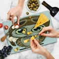 thumbnail image 4 of Owls Cutting Board, Owl in Pilot Hat Big Eyes Caricature Characters Wildlife Humor Comic, Decorative Tempered Glass Cutting and Serving Board, Large Size, Yellow Brown Cocoa, by Ambesonne, 4 of 5