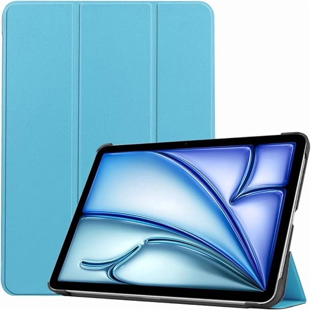Funda Protectora Rígida de Cuero PU con Soporte Magnético para iPad Air 11" M2 (2024) - Azul Cielo