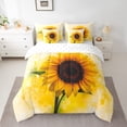 thumbnail image 2 of Feelyou Blooming Sunflower Bedding Comforter Set 7pcs, White Gold Watercolor King Bedding Sets, Rustic Flower Floral Reversible Bed Sheets, Ultra Soft Bedroom Decor, 2 of 8