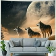 thumbnail image 4 of Fenyluxe  Wolf Tapestry Wall Hanging Wild Animal Wall Tapestry Wolves Howl in Snowy Tapestries Winter Snow Scene Wall Decor Blanket for Bedroom Room Dorm Kids Room 40x30inch, 4 of 6