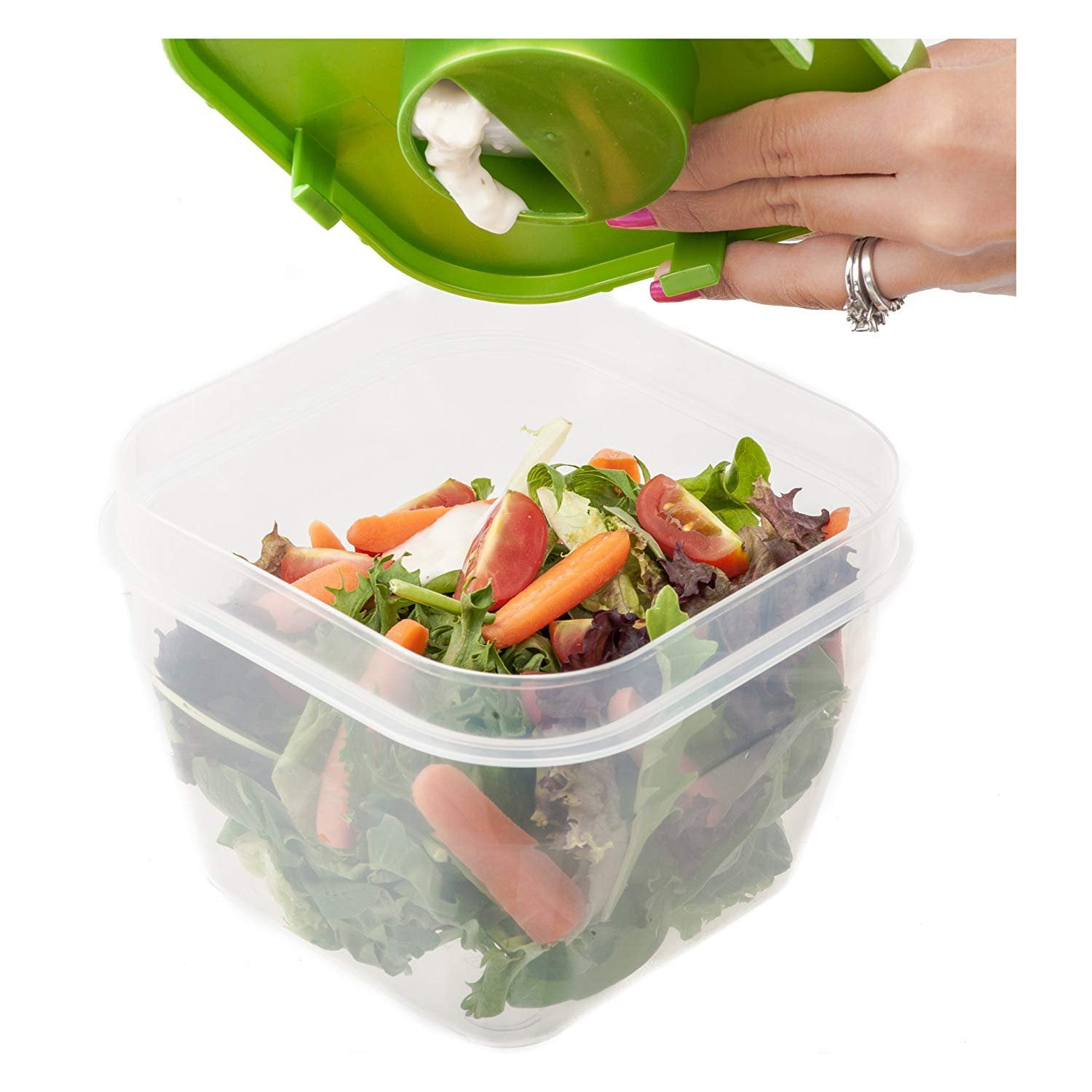 Fit & Fresh Salad Shaker Container w/ Dressing Dispenser, Flatware